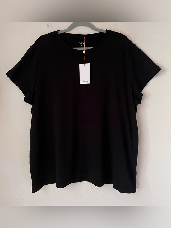 Quince Tops - NWT Quince Cotton Modal Crew Neck Swing Tee Black Sz XL